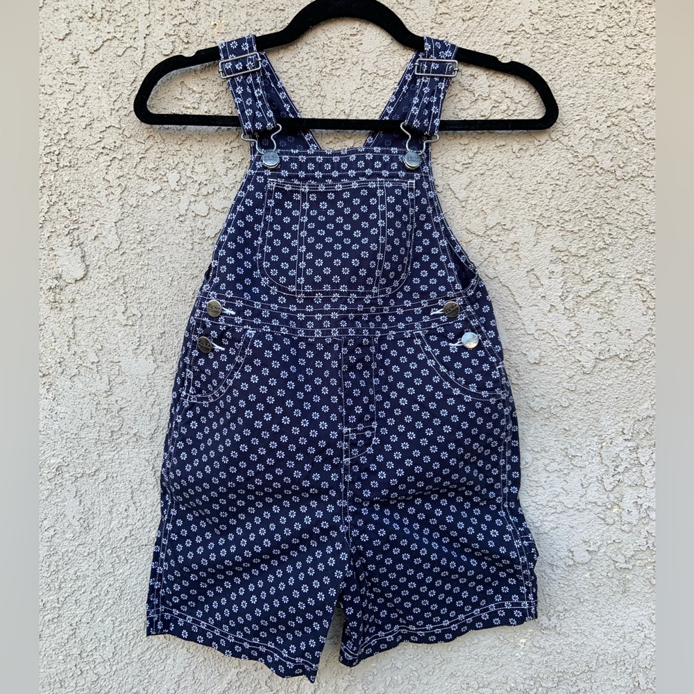 EUC Vintage 90s L.L. Bean Girl’s Daisy Flower Print Shortalls Overalls